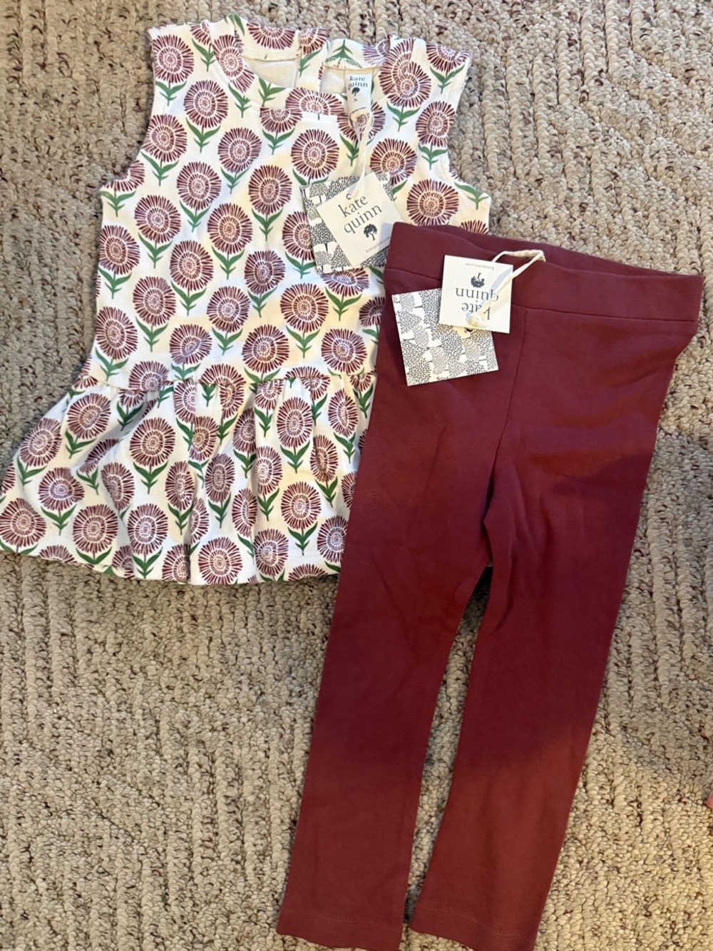 kate quinn Girls' Burgundy Stretch Knit Leggings